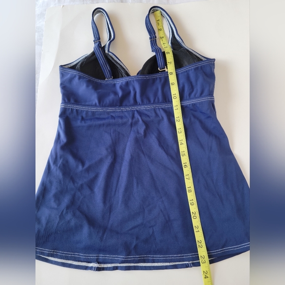 TEFRON Tankini Top Fully Lined Built-in Padded Bra Knot Detail Blue Sample sz M - Picture 13 of 16